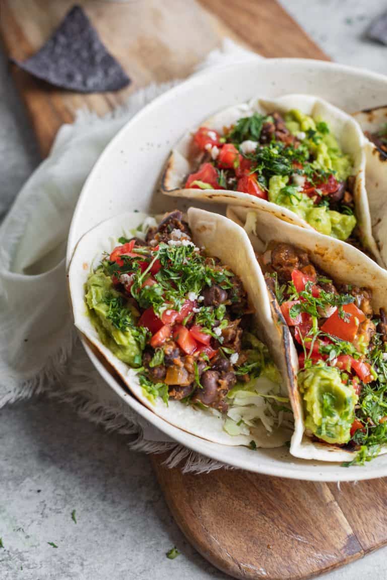 10 Minute Vegan Black Bean Tacos - Delish Knowledge