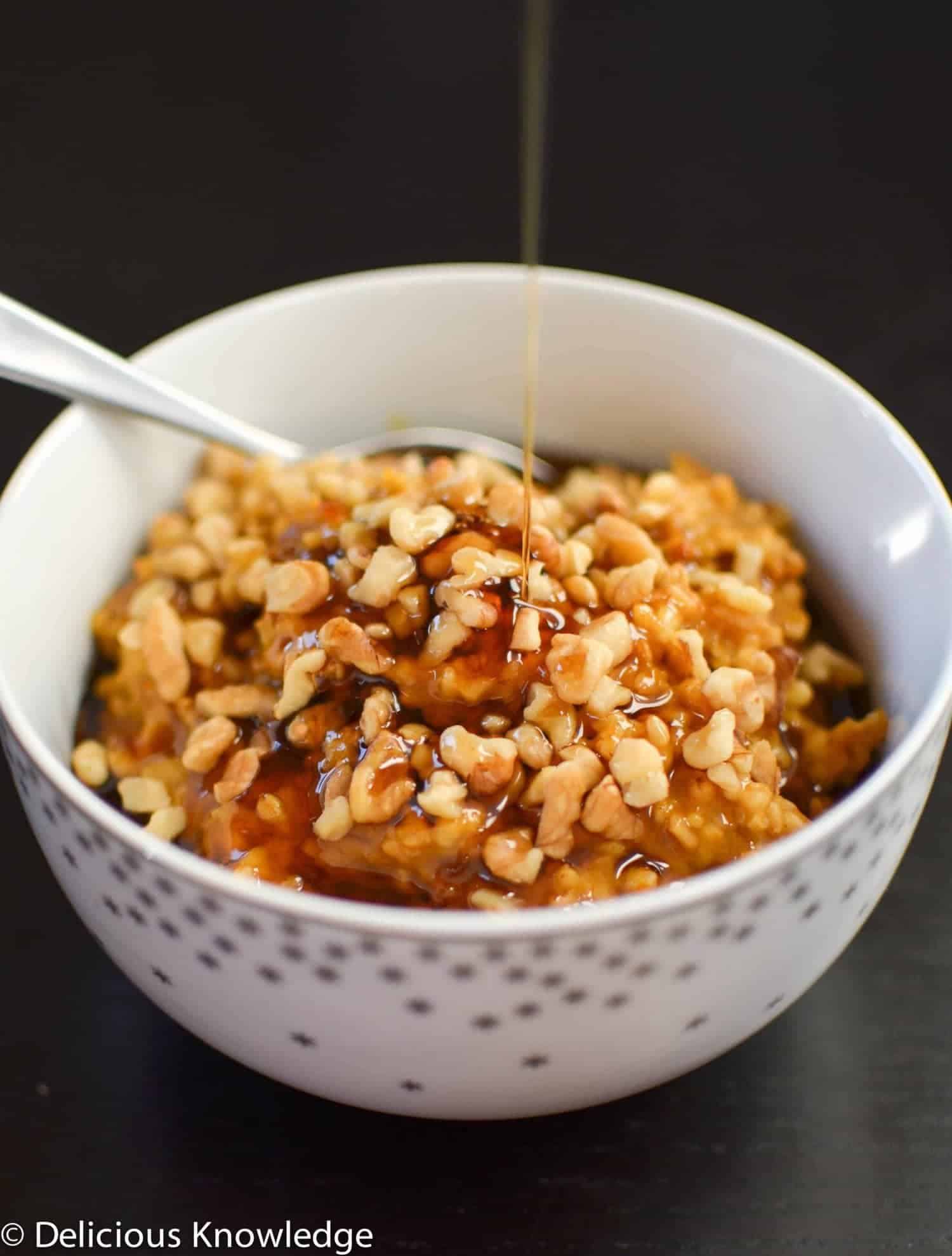 pumpkin maple oatmeal made in the slow cooker