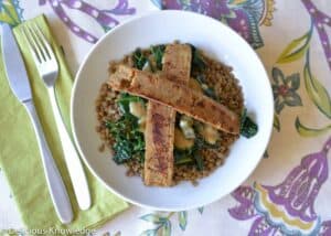 Lentil Bowl With Vegan Sausage, Kale, And Gravy! A Hearty Winter Favorite That's Both Gluten Free And Vegan. 