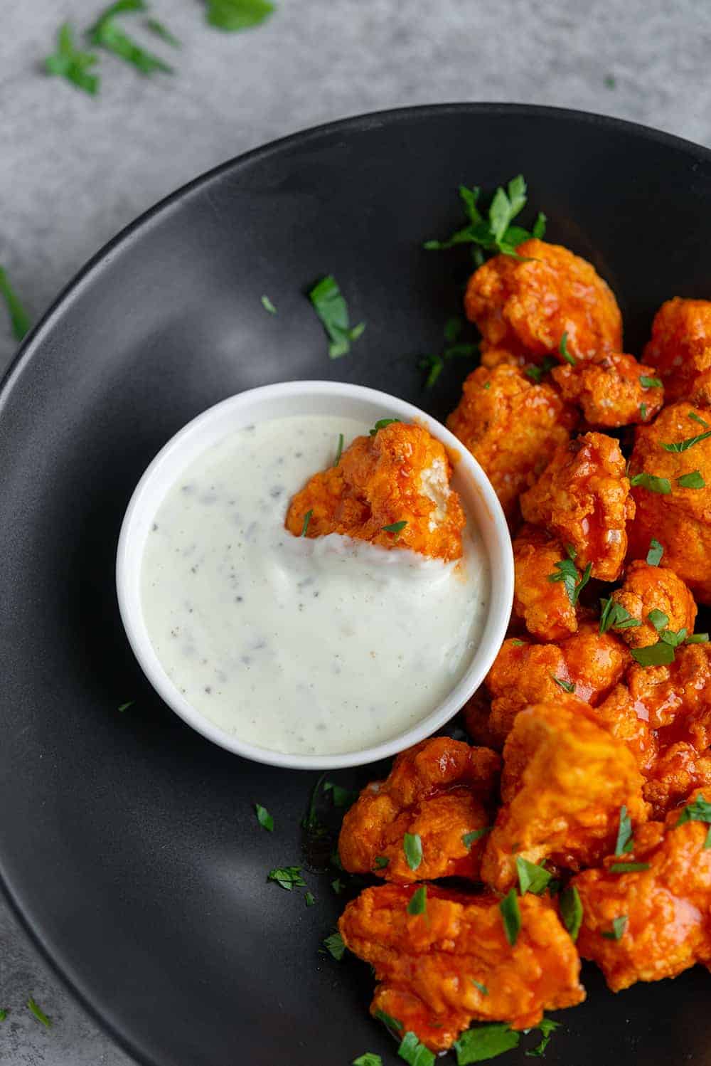 Air Fryer Buffalo Wings With Vegan Ranch Dressing