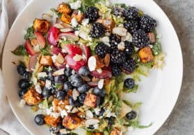 Rainbow Berry Salad with Almond Dressing.