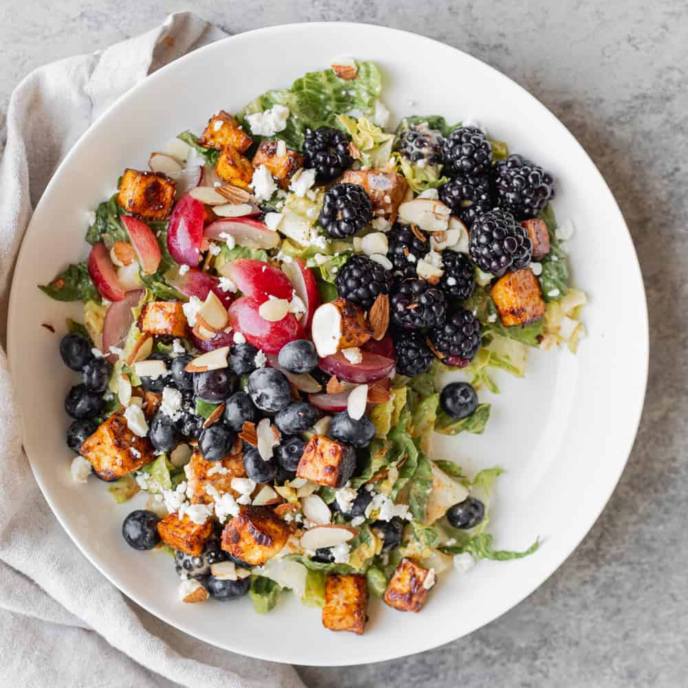 Rainbow Berry Salad with Almond Dressing