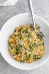 bowl of classic risotto with asparagus