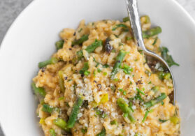 bowl of classic risotto with asparagus