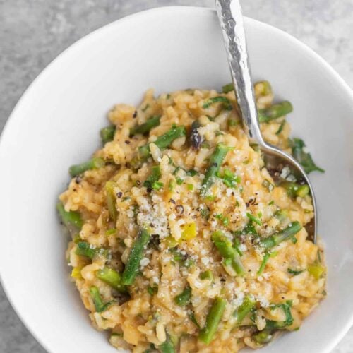 Bowl Of Classic Risotto With Asparagus