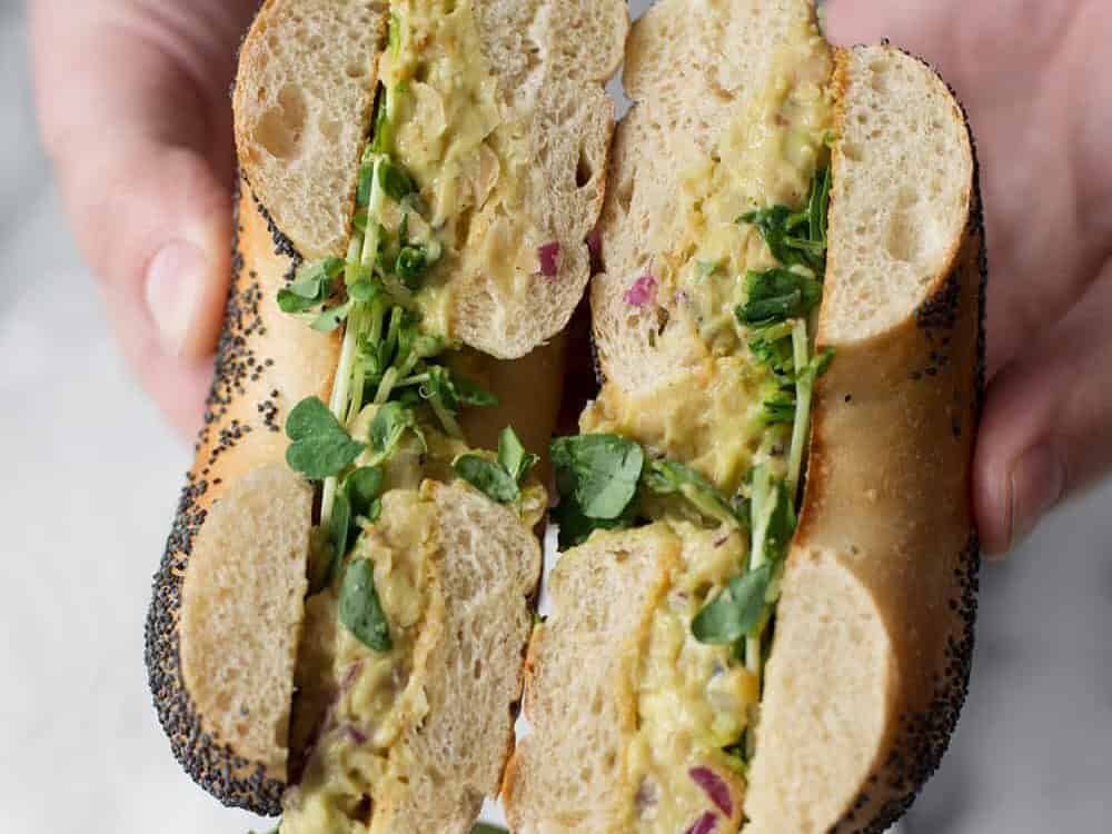Vegan Chickpea Salad On A Bagel