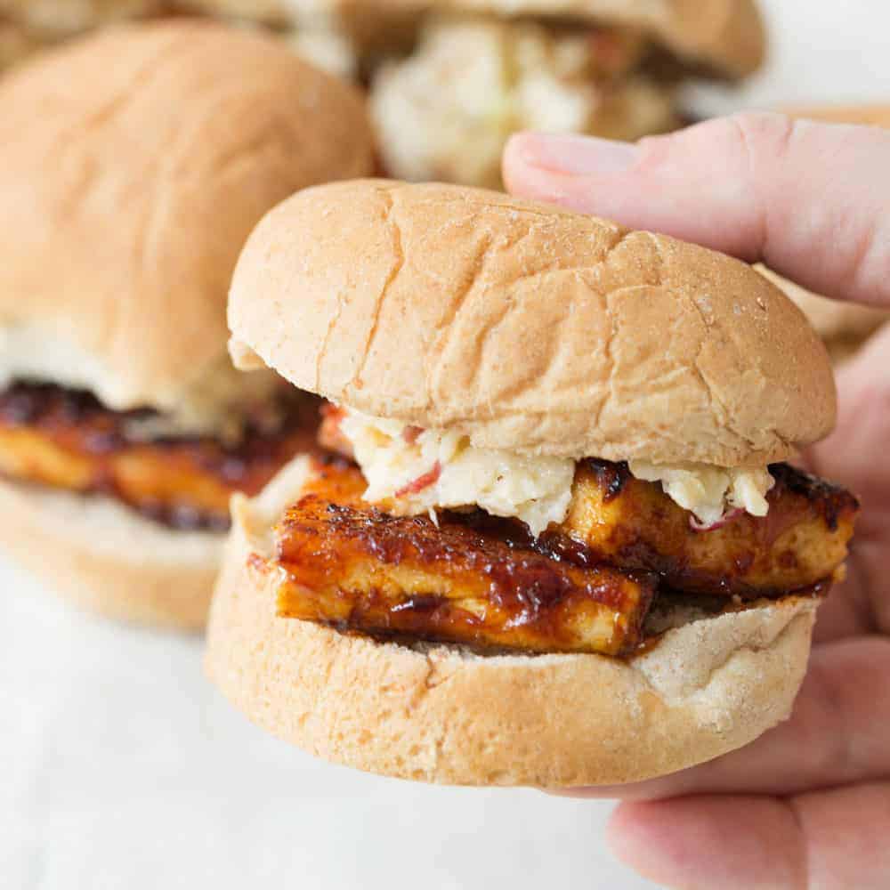 Bbq Tofu Sliders With Creamy Apple Slaw