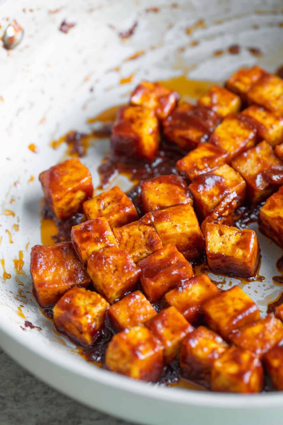 Tofu In A Skillet With Bbq Sauce