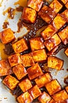 close up photo of bbq tofu