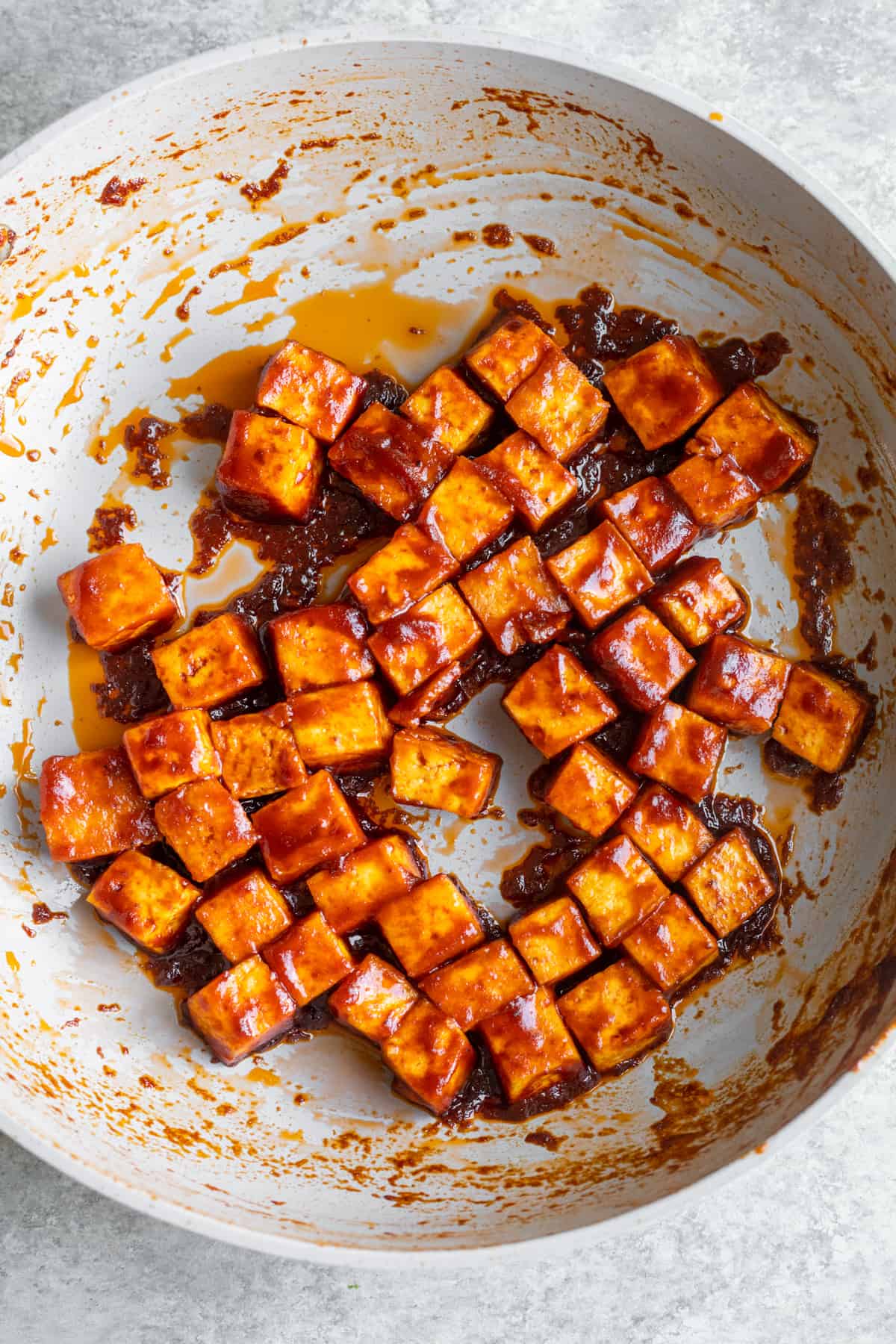 Bbq Sauce With Tofu In A Skillet