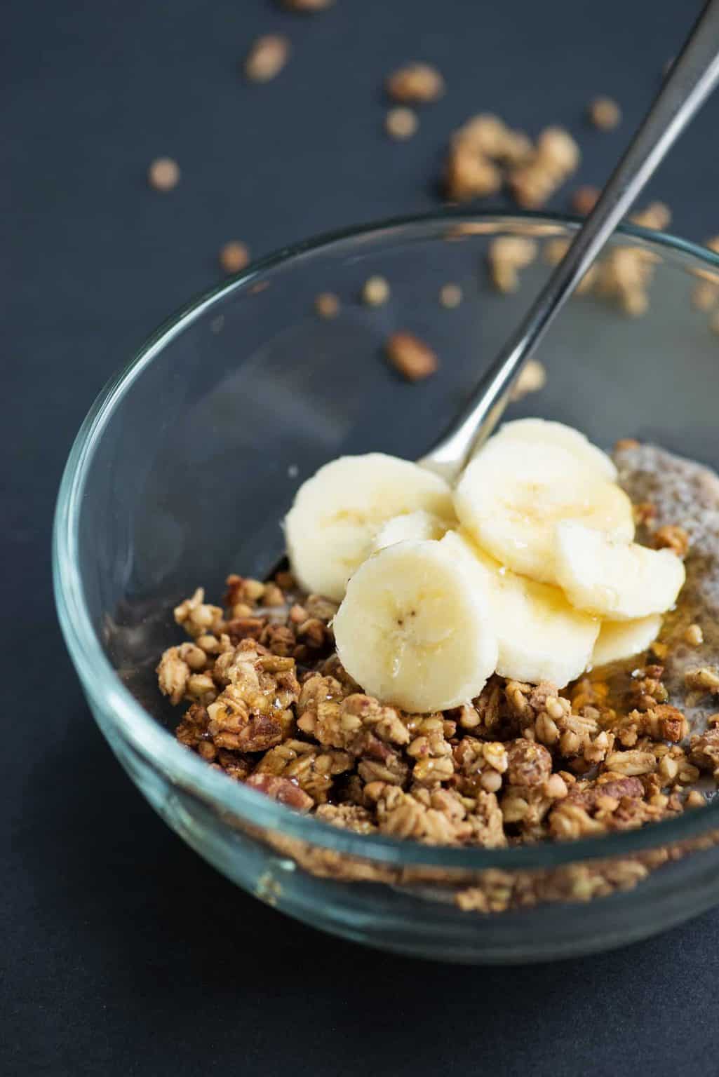 Banana Bread Chia Pudding with Buckwheat Granola Delish Knowledge