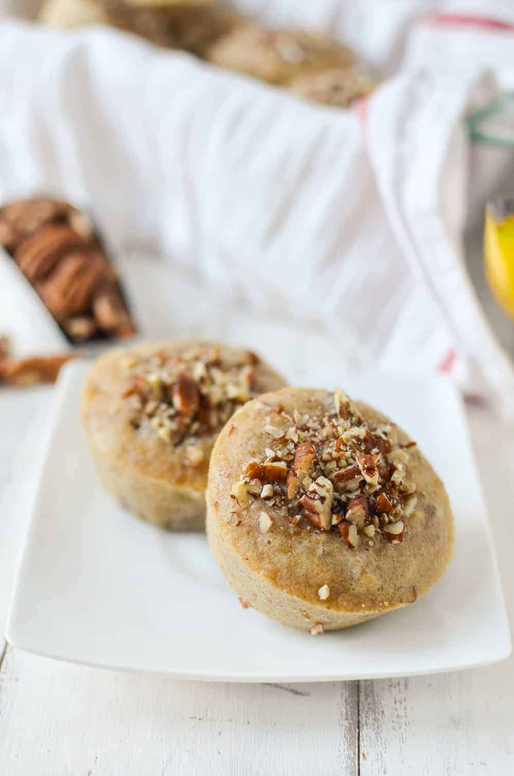 These healthy banana muffins are perfect for a light snack, breakfast or dessert!