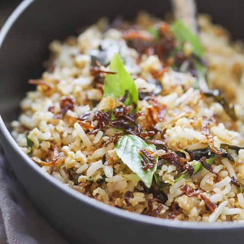 Fried Rice With Basil And Crispy Shallots