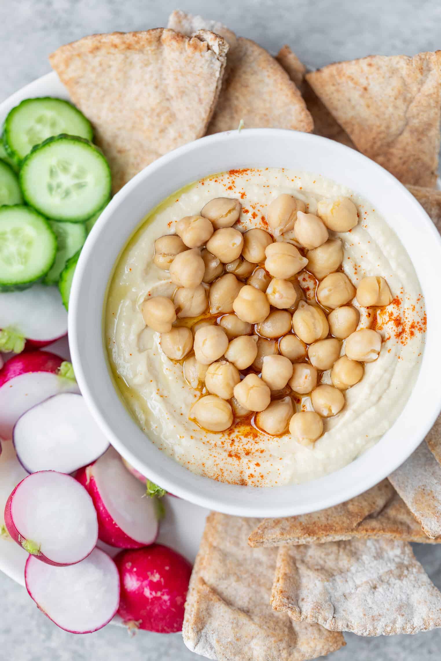 Bowl Of Hummus With Chickpeas And Olive Oil