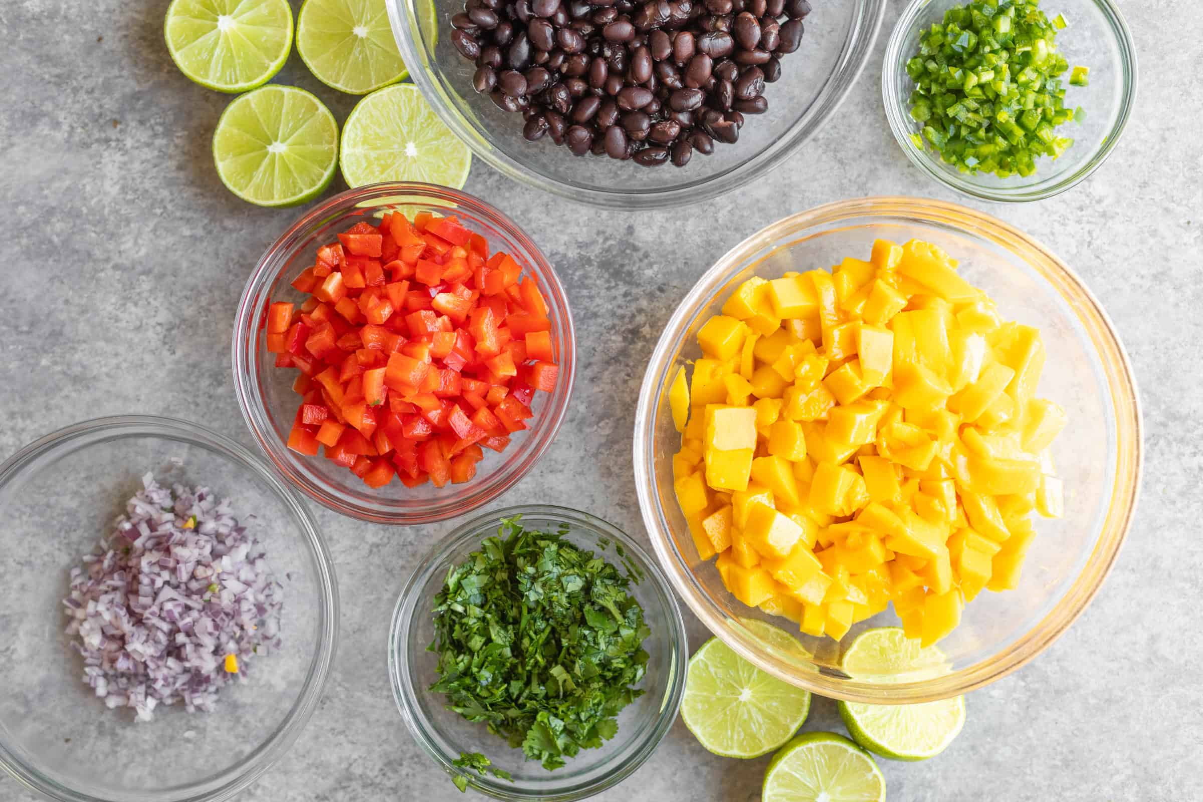 ingredients for mango black bean salsa