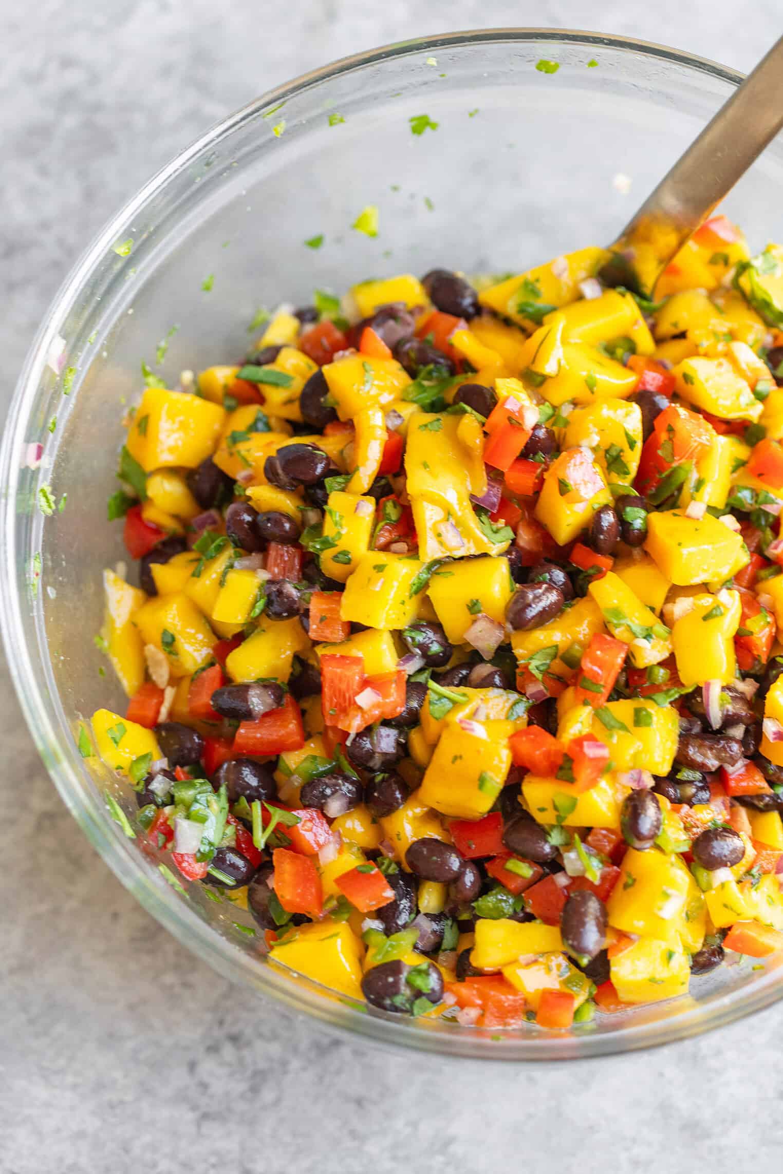 bowl of mango black bean salsa