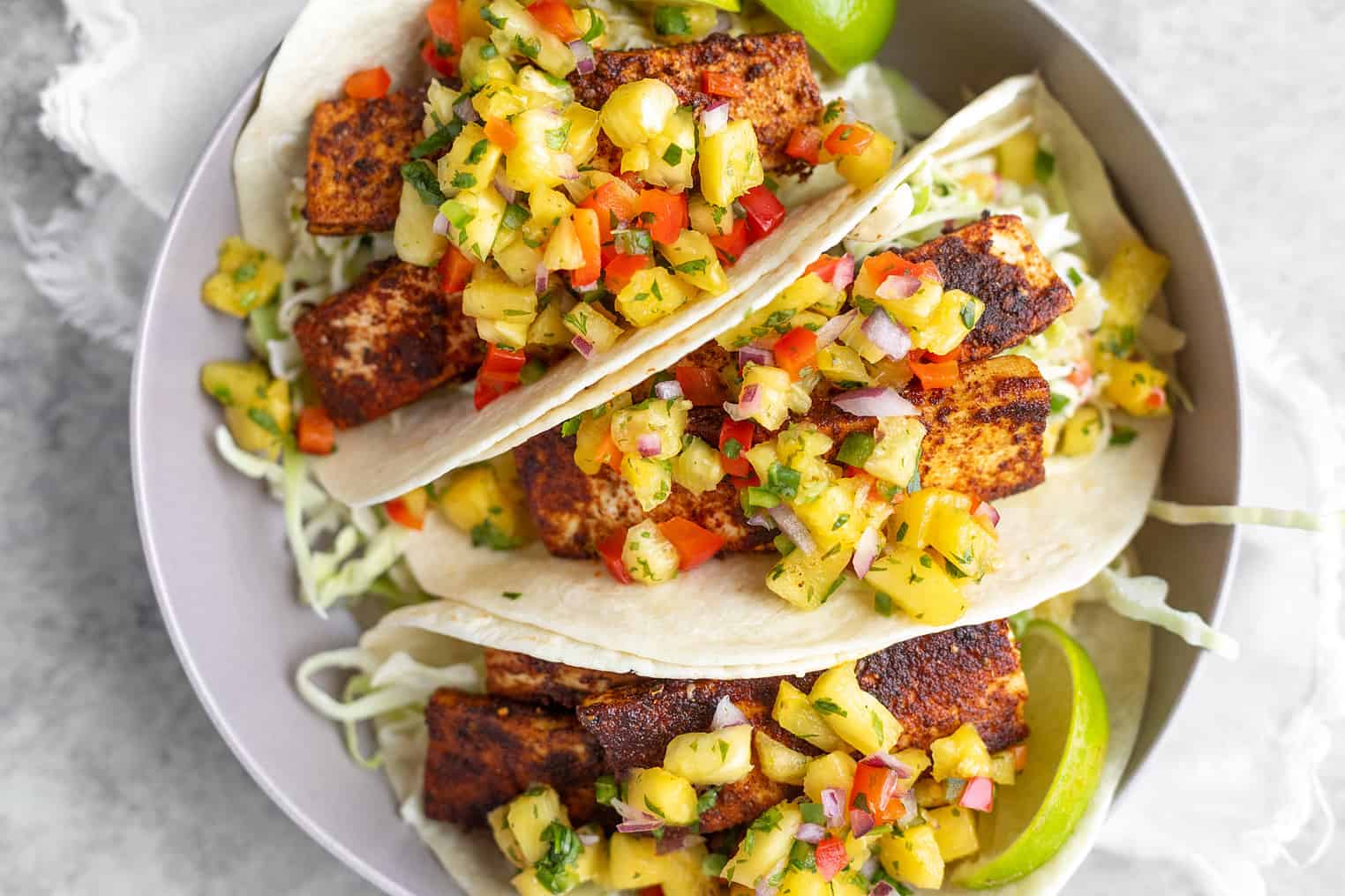 Blackened Tofu Tacos Up Close View