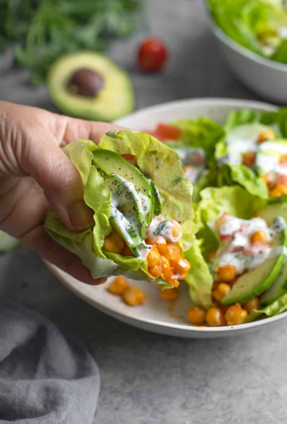 Buffalo Chickpea Lettuce Wraps