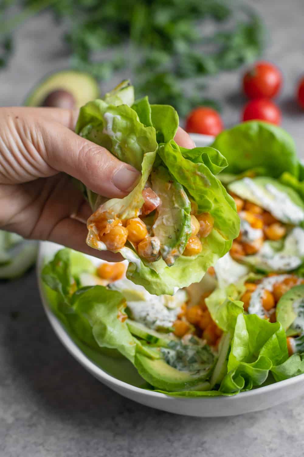 Buffalo Chickpea Lettuce Wraps