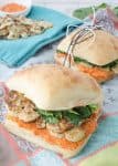 The BEST vegan sandwich! Crispy Cauliflower, Garlic Spinach and Quick Romesco sauce. Perfect for picnics, lunch, or easy dinners. #vegetarian #vegan #healthy | www.delishknowledge.com