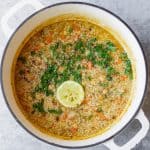 pot of noodles and chickpea
