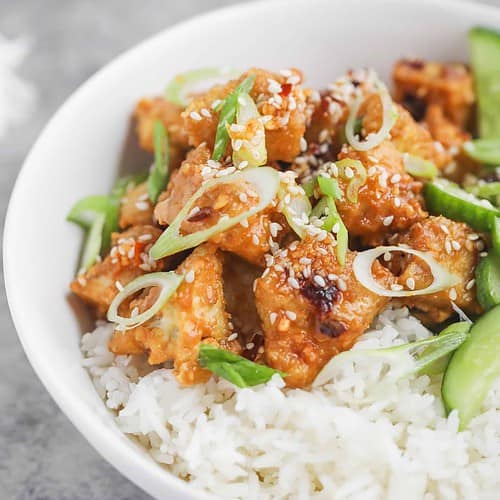 Chili Crisp Tofu Bowls with Cucumber Salad and Rice 10 Chili Crisp Tofu