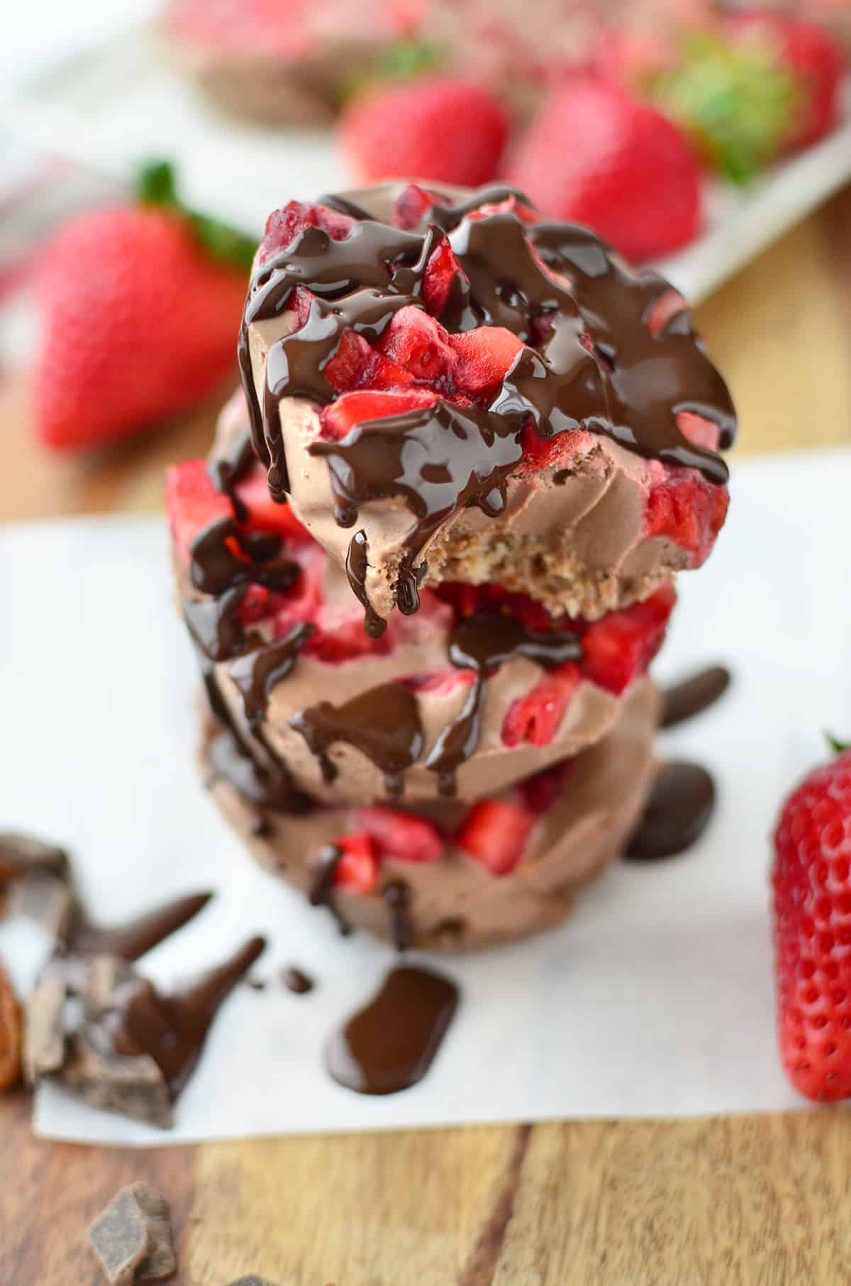 Chocolate Strawberry No Bake Cheesecake Bites