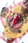 Chocolate Cherry Milkshakes! Just 4 ingredients, naturally sweetened and dairy-free! Everybody will love these, you've gotta make them. #vegan #dairyfree #kidfriendly #dessert | www.delishknowledge.com