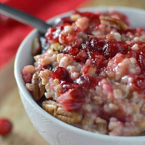 Cranberry Maple Steel Cut Oatmeal 6 Cranberry Maple Steel Cut Oatmeal! This Healthy, Vegan And Glutenfree Breakfast Is Packed With Holiday Flavors! Fresh Cranberry Maple Sauce, Orange Zest And Pecans. A Must-Make! | Www.delishknowledge.com