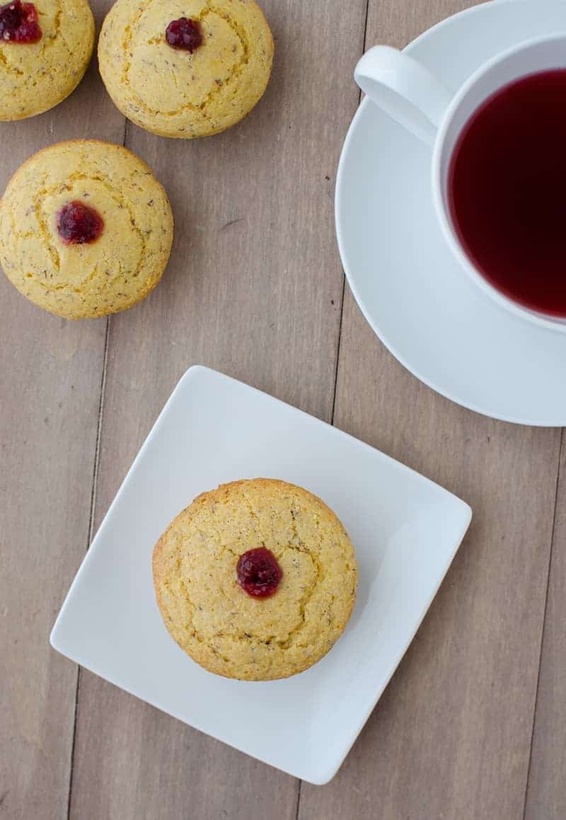 Cranberry Corn Muffins! Two Thanksgiving Favorites In One! Vegan Corn Muffins Stuffed With Cranberry Jam. | Www.delishknowledge.com