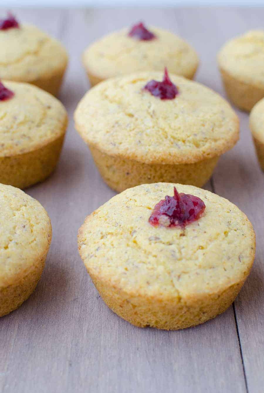 Cranberry Corn Muffins! Two Thanksgiving Favorites In One! Vegan Corn Muffins Stuffed With Cranberry Jam. | Www.delishknowledge.com