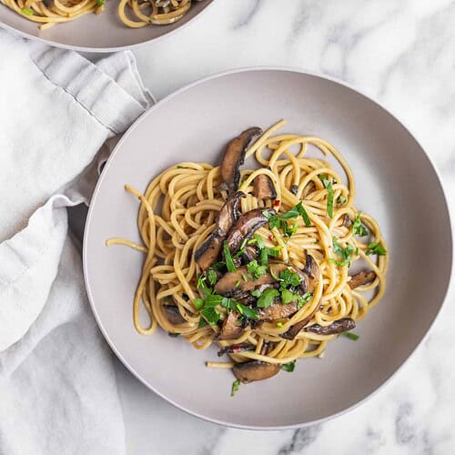 Creamy Mushroom Pasta In A Bowl