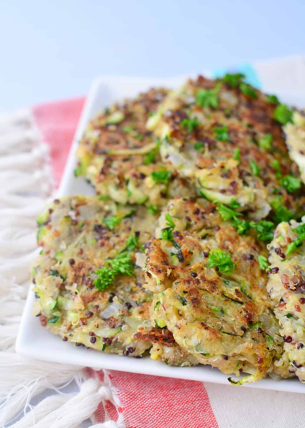 Greek Quinoa Zucchini Fritters 6 Crispy Zucchini Fritters Ready To Be Served