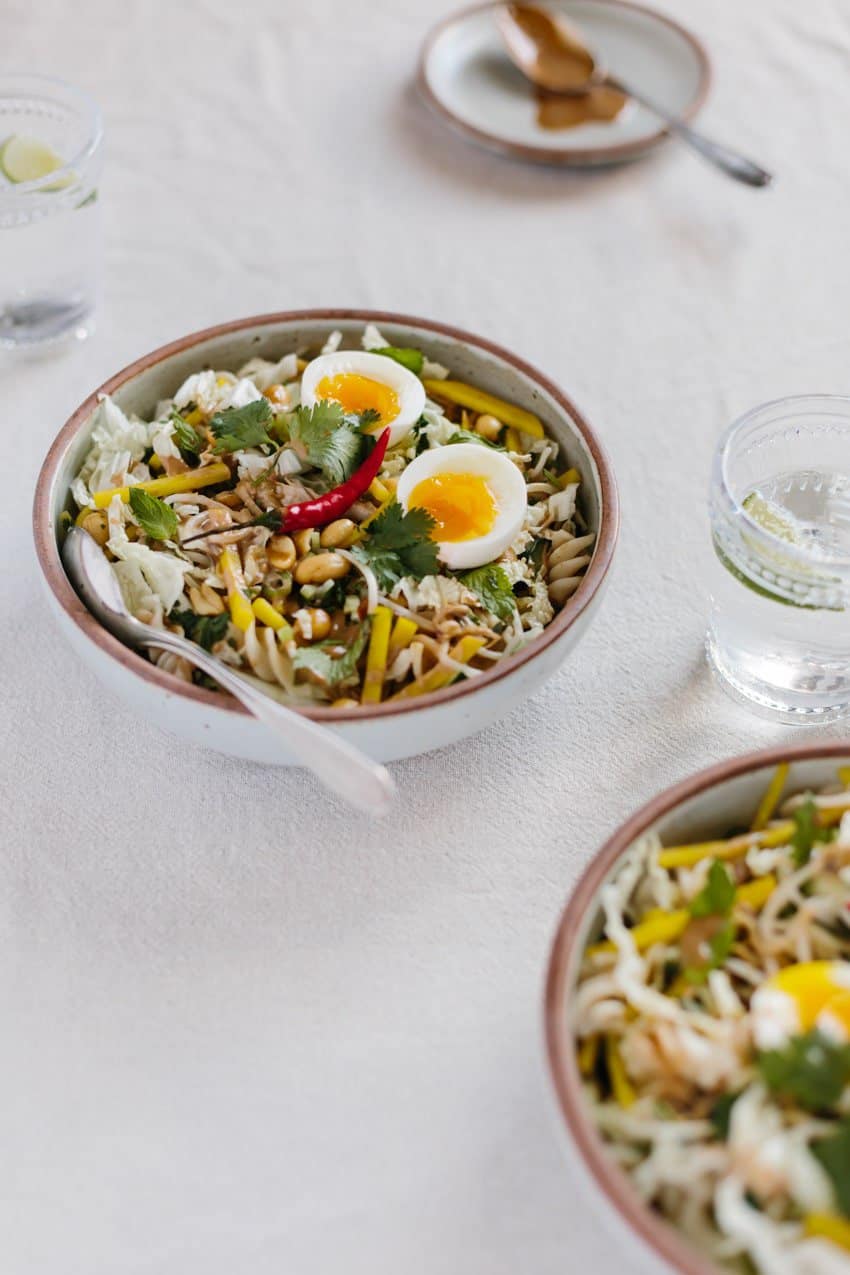 Crunchy Veggie Bowls with Warm Peanut Dressing
