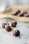 Dark Chocolate Peppermint Truffles! These truffles are ultra-rich, perfect for holiday gifts! Vegan and gluten-free, super easy to make! | www.delishknowledge.com