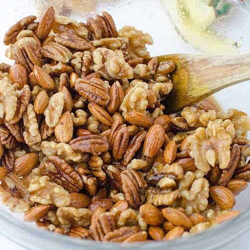 Perfect Hostess Gift And Healthy Snack! Espresso Glazed Mixed Nuts! Just A Handful Of Ingredients, Ready In 30 Minutes. #Vegan And #Glutenfree