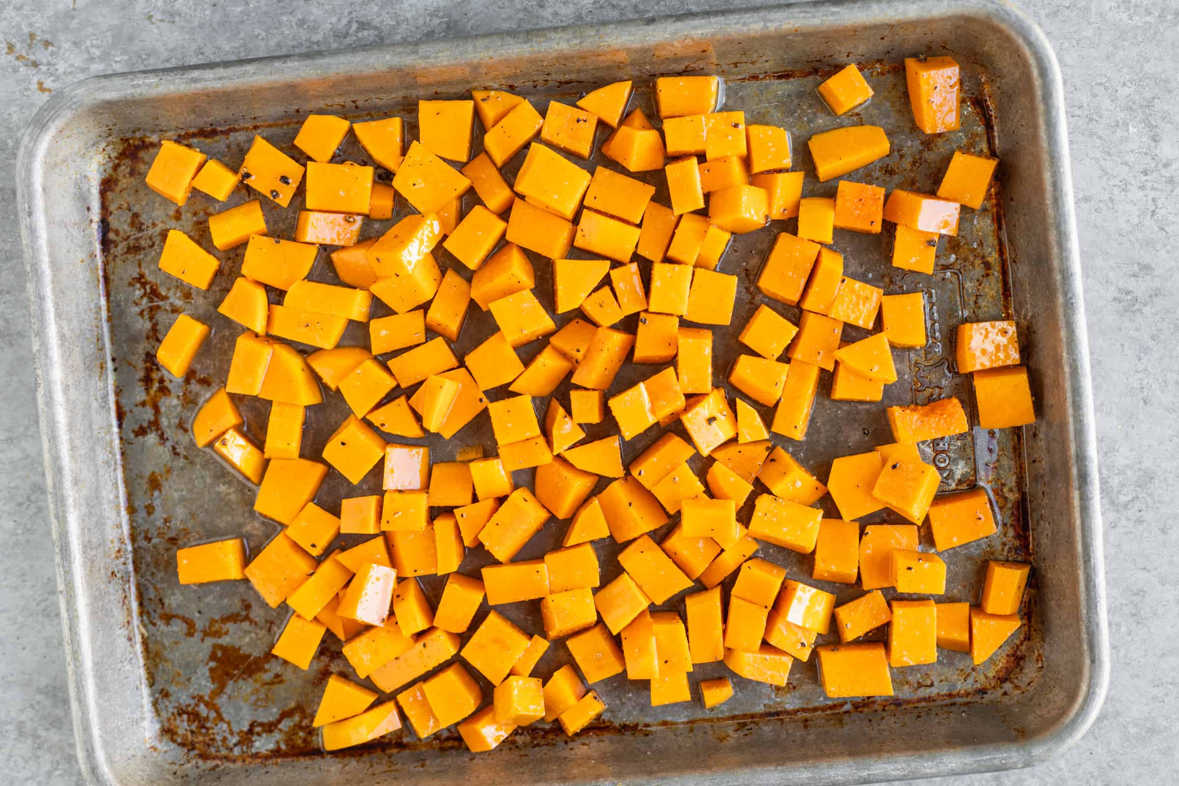 roasted squash on a baking sheet