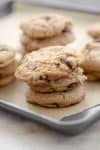stack of vegan and gluten-free chocolate chip cookies