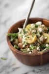 Green Bean, Potato and Tarragon Salad. This vegetarian potato salad is a must make for Spring or Summer. Tossed with peas, goat cheese, pecans and a yummy maple-dijon dressing. Gluten-Free. | delishknowledge.com