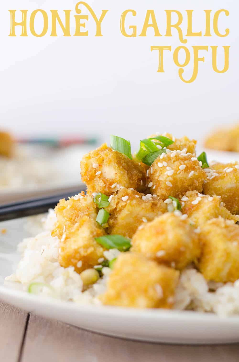 Honey Garlic Baked Tofu! Better than takeout! Crispy baked tofu nuggets in a sweet garlic sauce. Perfect over brown rice or steamed vegetables! Vegetarian and Gluten-Free. | www.delishknowledge.com