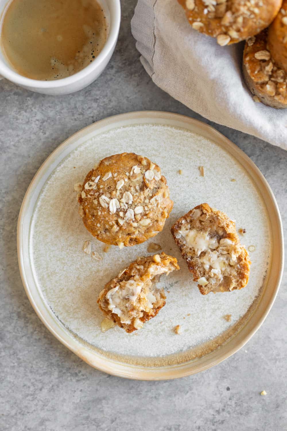 Plate Of Pear Muffins With Butter And Honey