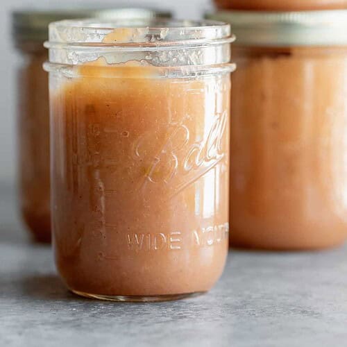 Close Up Of How To Can Applesauce In A Jar