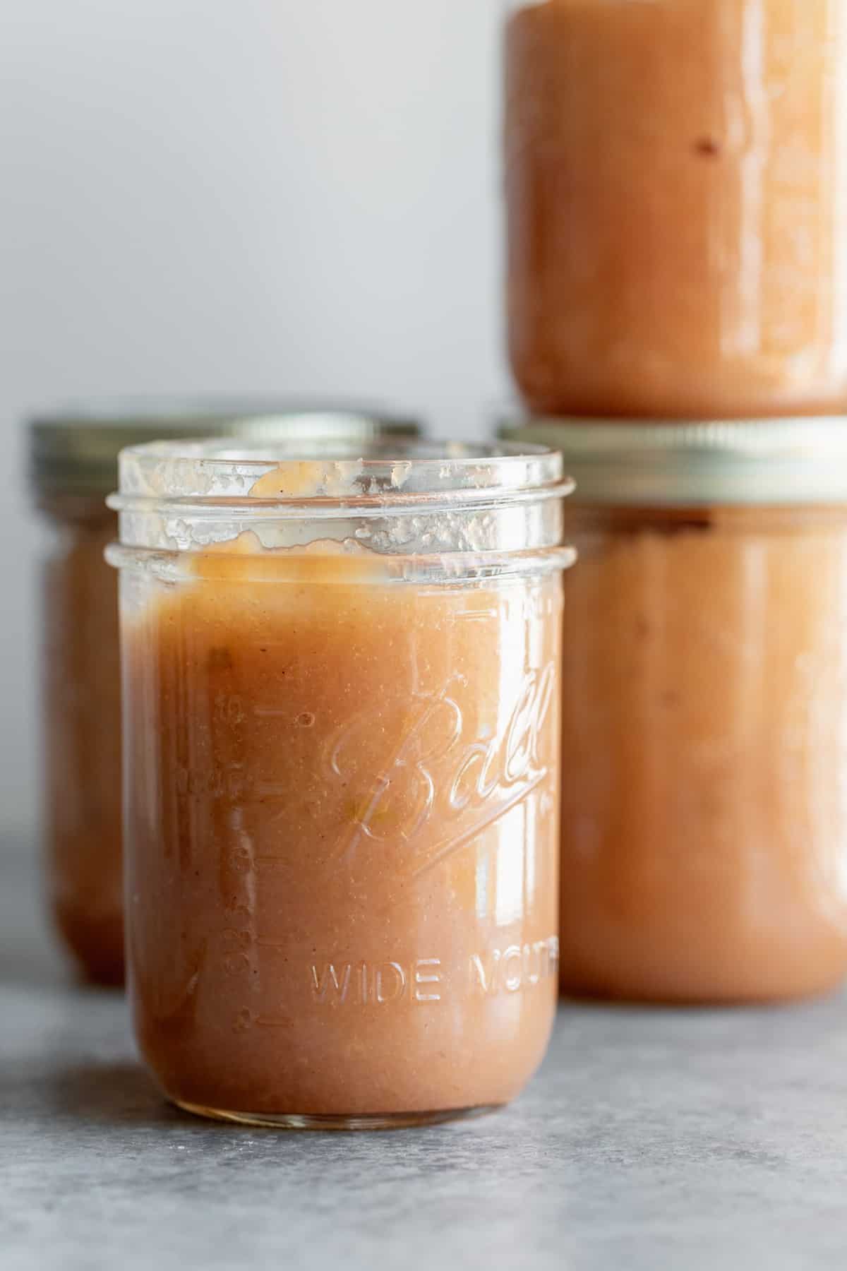 Close Up Of Applesauce In A Jar