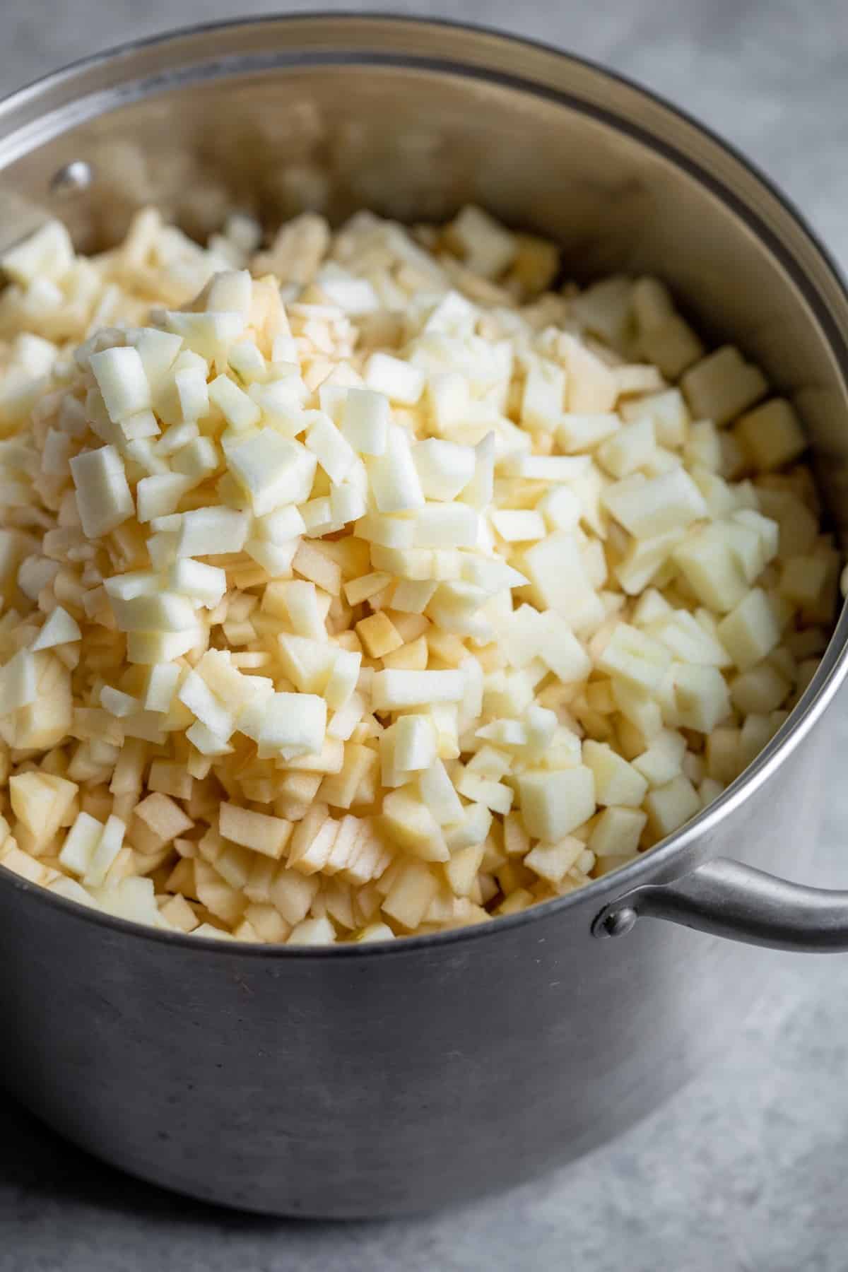 Chopped Apples In A Pot