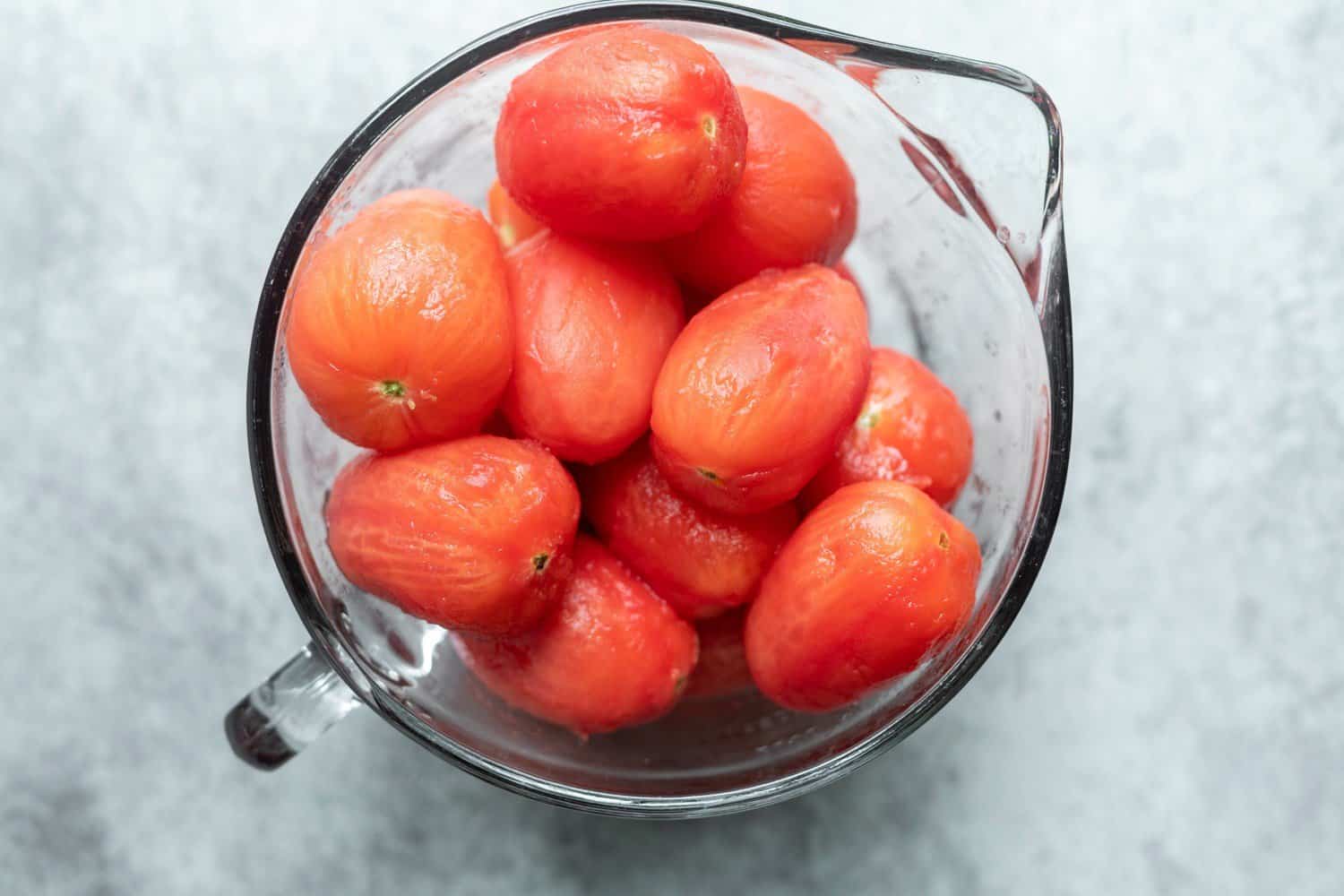 Peeled Tomatoes Before Canning