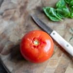 removing the stem from a tomato