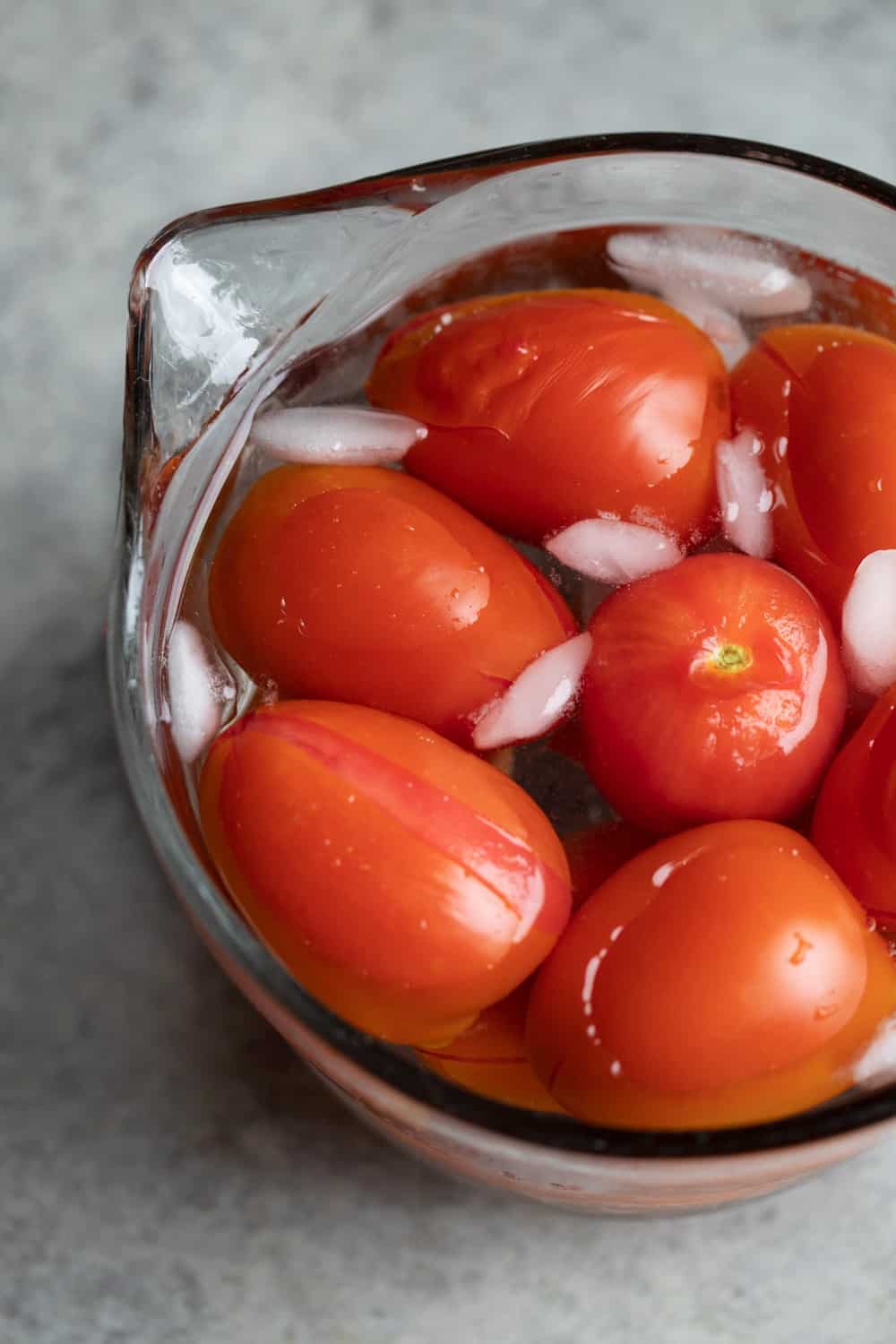 Tomatoes In An Ice Bath Before Peeling