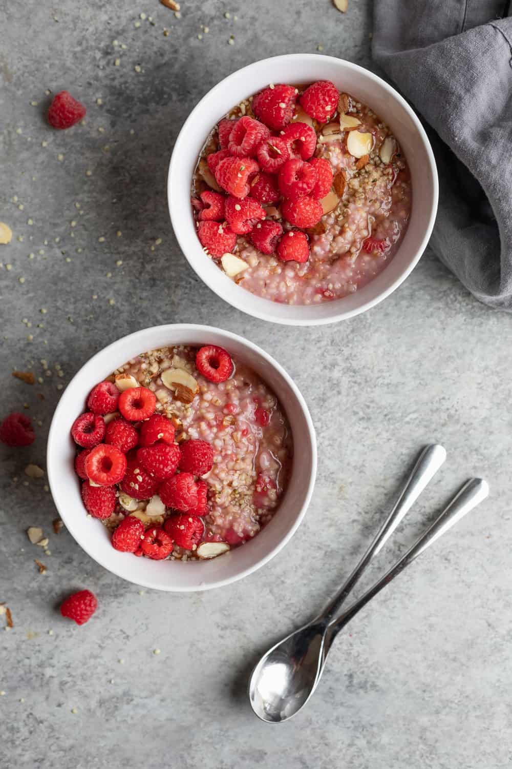 Strawberries and Cream Oatmeal - two raspberries