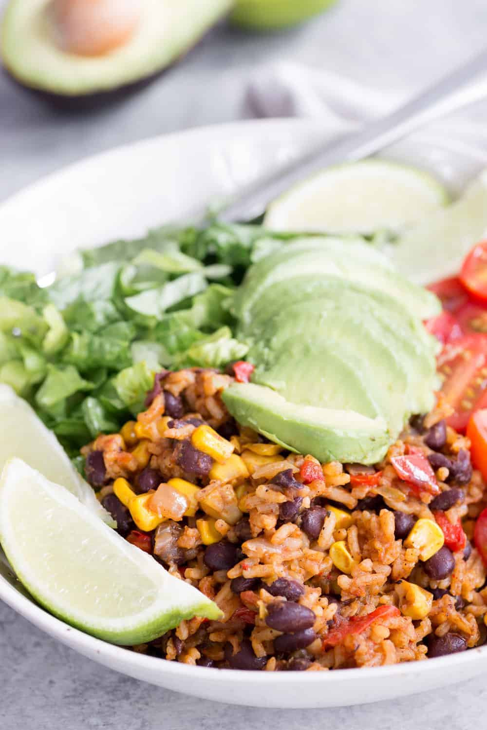 Instant Pot Burrito Bowls Close Up Of The Vegan Burrito Bowls
