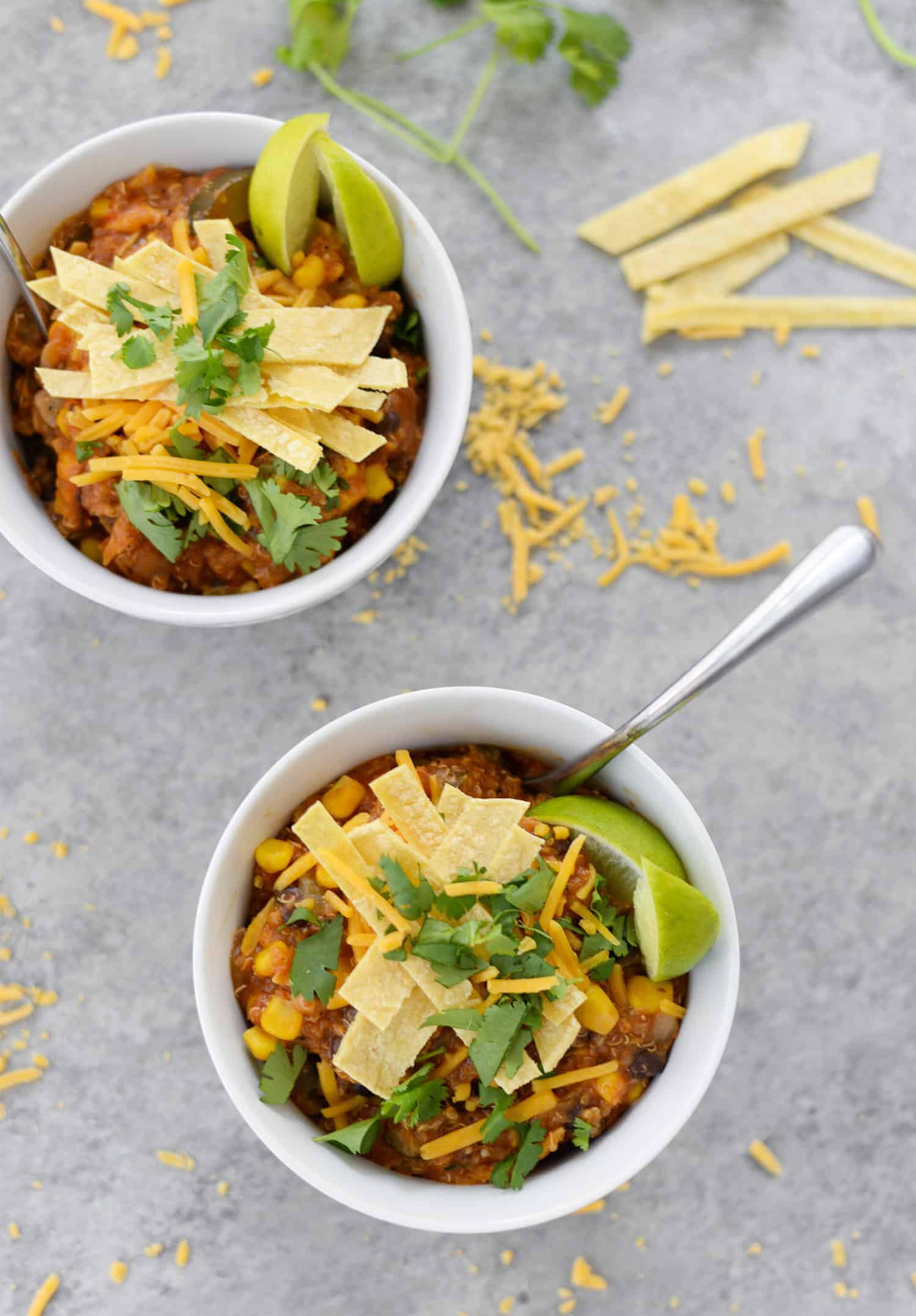 Instant Pot Enchilada Casserole. Yummy, Vegetarian And Gluten-Free! Cooked Quinoa, Beans, Corn And Corn Tortillas In A Homemade Enchilada Sauce. Delicious! #Mexican #Dinner #Recipe #Healthy #Glutenfree #Vegetarian #Quinoa #Weeknight | Www.delishknowledge.com